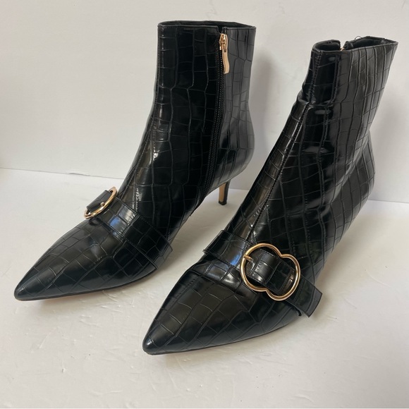 Onlymaker Pointed Toe Stone Pattern Kitten Heel Single Strap Booties EU 42/US 11 - Picture 9 of 16